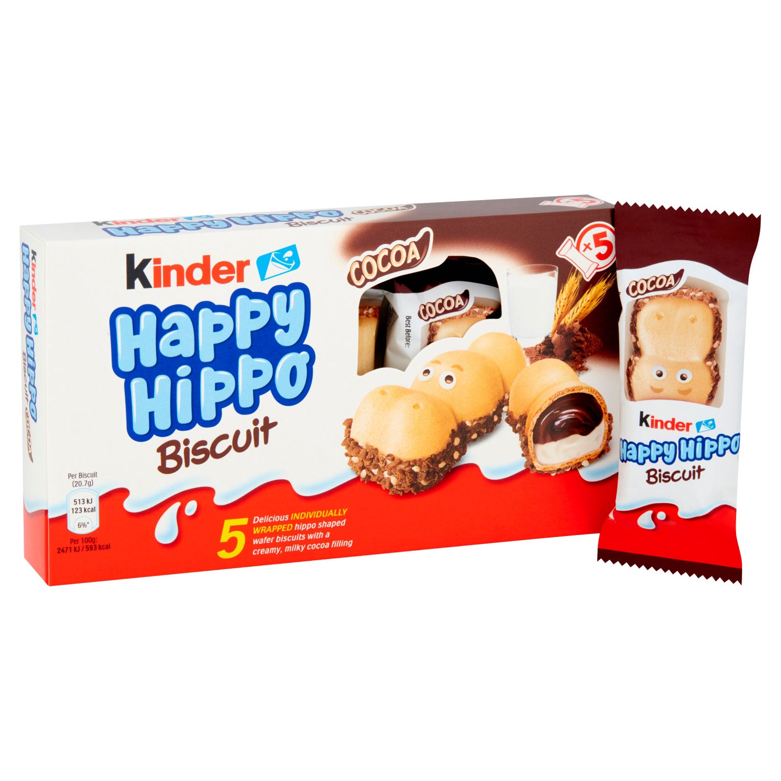 Kinder Happy Hippo 5pk Biscuits 17/06/25 Kinder Happy Hippo 5pk Biscuits 17/06/25